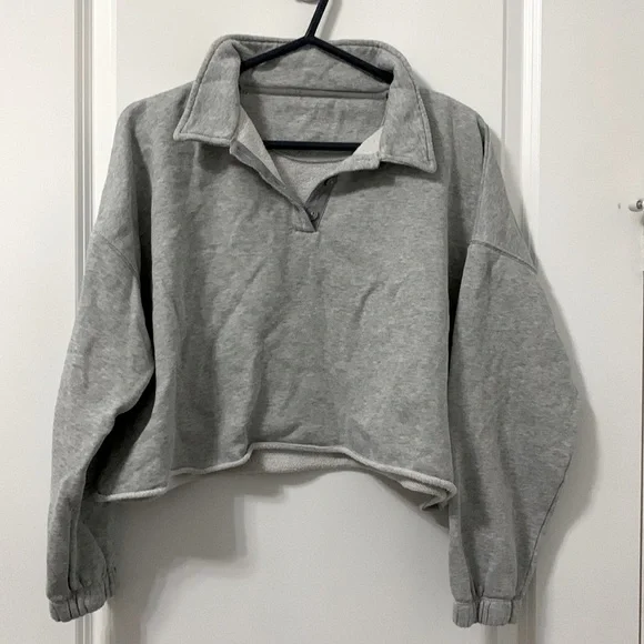 Aerie Fleece-of-mind Cropped Polo Longsleeve - Picture 2 of 3